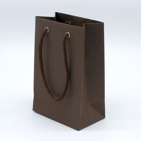 Бумажный пакет 10х15x6 см. Коричневый лён